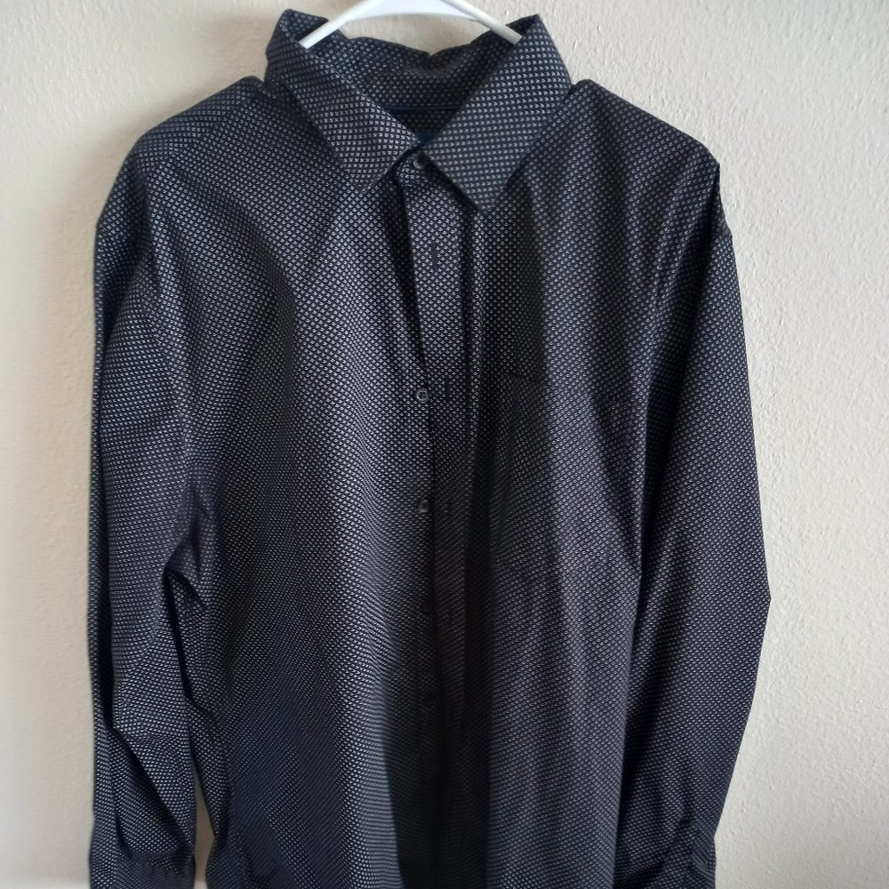 Winged Collar Black Dress Shirt